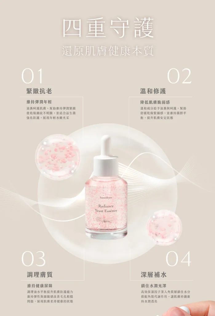 sometimes 酵母調理晶露 穩定膚質 補水 抗老 溫和修護 功能說明