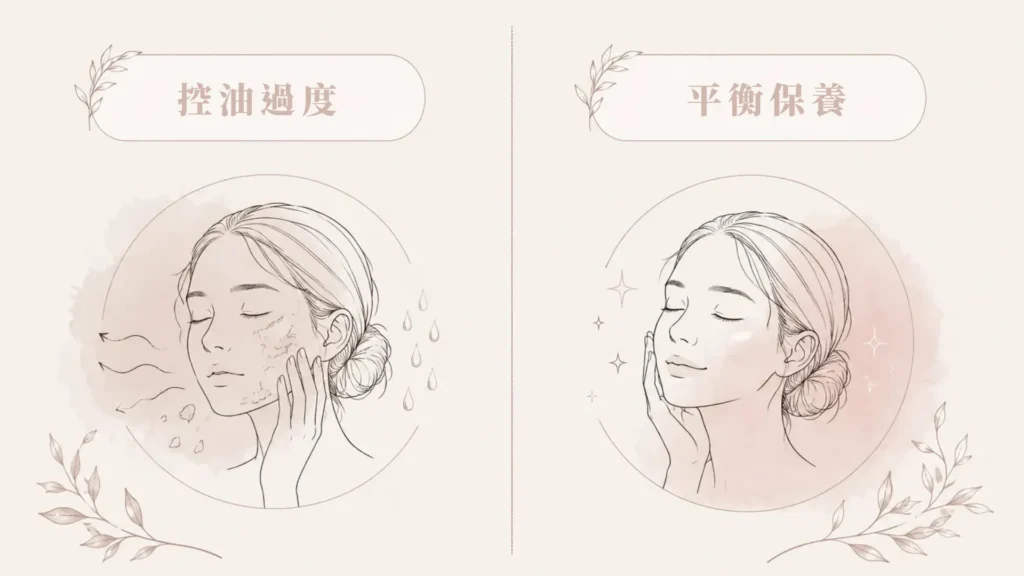 混合敏弱肌保養品 部落格文章 對比示意 台灣品牌 sometimes 混合敏弱肌 修護前後插畫圖